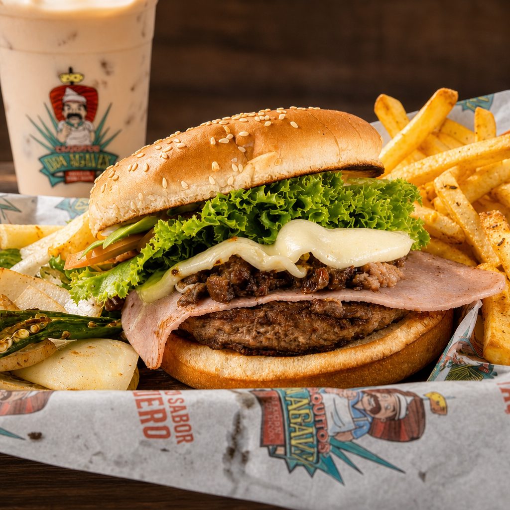 Hamburguesa Don Agaves.